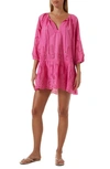 Melissa Odabash Ashley Eyelet Detail Cotton Cover-up Tunic In Pink