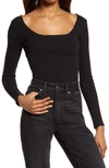 Allsaints Womens Optic White Jamie Stretch-cotton Long-sleeved Bodysuit 12 In Black