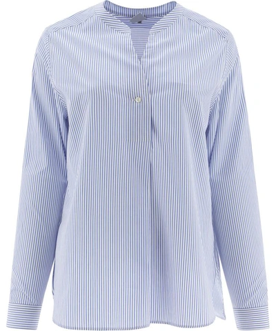 Aspesi Mod. H709 Striped Blouse In White And Light Blue