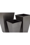 Willow Row Grey Metal Tapered Square Contemporary Planter In Grey