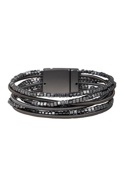 SAACHI SAACHI GUNMETAL LAYERED BRACELET,850000317970