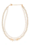 Saachi Dohara Natural Stone Beaded Double Strand Necklace In Cream