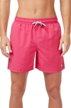 Tom & Teddy Men's Solid Swim Trunks In Hot Pink