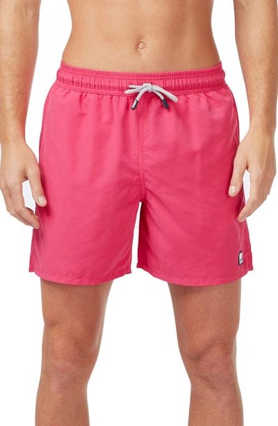 Tom & Teddy Men's Solid Swim Trunks In Hot Pink