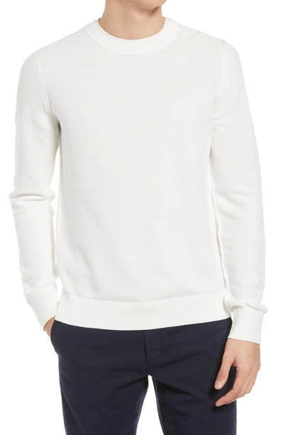 Theory Riland Pique Cotton Crewneck Sweater In Off White