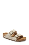 Birkenstock Arizona Camo Slide Sandal In Copper Leather