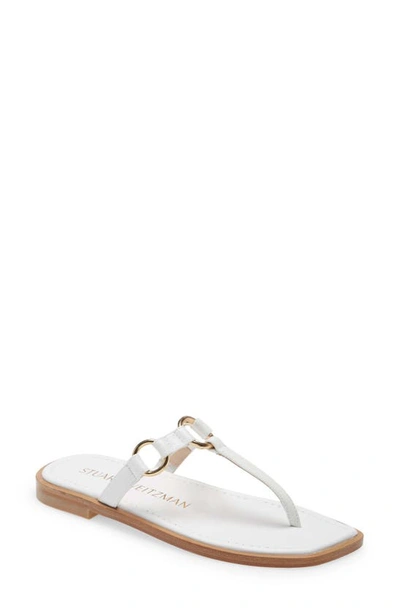 Stuart Weitzman Lalita Harness Leather Flat Sandals In White