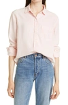 Rails Ingrid Raw Hem Long Sleeve Button-up Shirt In Peony Acid Wash