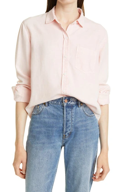 Rails Ingrid Raw Hem Long Sleeve Button-up Shirt In Peony Acid Wash