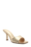 Schutz Posseni Mock-croc Slide Mule High-heel Sandals In Platina Leather