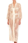 Rya Collection Plus Size Darling Long Embroidered Lace Robe In Champagne