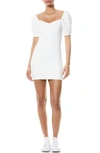 Alice And Olivia Mimi Puff Sleeve Denim Minidress In Vintage Sugar
