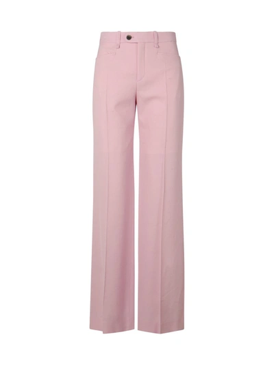 Chloé Wide-leg High-rise Wool Trousers In Pink & Purple