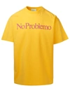 Aries No Problemo Print Yellow Cotton T-shirt In Yellow