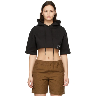 Ader Error Black Cropped Short Sleeve Hoodie