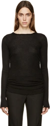 HELMUT LANG Black Ribbed Cashmere Pullover