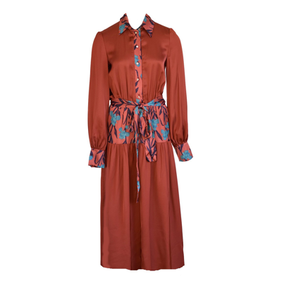 Anna Etter Long Sleeve Terracotta Dress Lynn With Floral Print