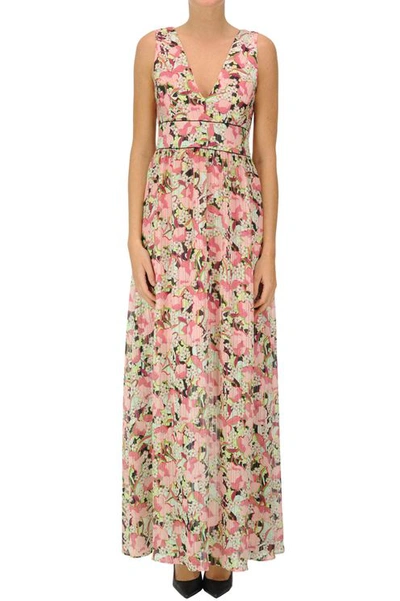 Pinko Crepè Long Dress In Multicoloured