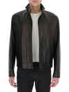 FENDI FENDI LOGO EMBOSSED LEATHER BIKER JACKET