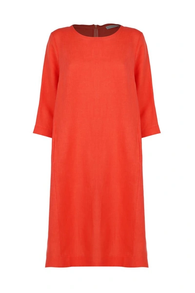 Le Tricot Perugia Linen And Jersey Dress In Coral Red