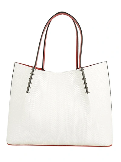 Christian Louboutin Large Cabarock Lizard Embossed Leather Tote In White