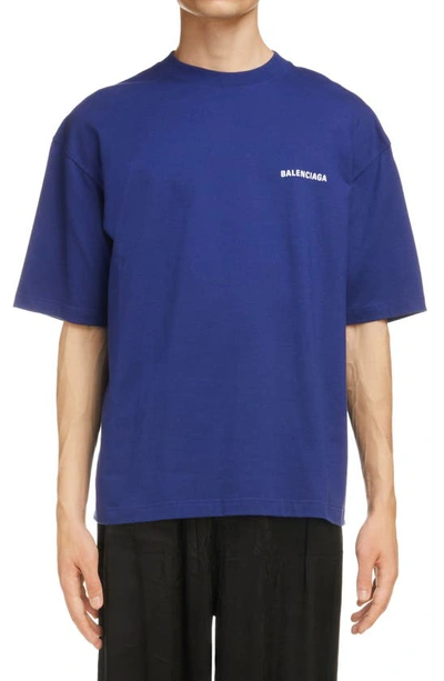 Balenciaga Copyright Logo-print Cotton T-shirt In Blue