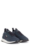 Hugo Boss Boss Sneaker Black Leather Man In Blue