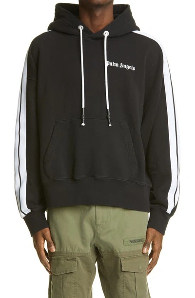 Palm Angels Logo Print Jersey Sweatshirt Hoodie In Black