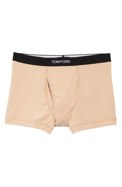 Tom Ford Logo-embroidered Cotton-blend Jersey Boxers In Orange