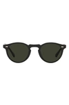 Oliver Peoples Gregory Peck 1962 47mm Polarized Round Folding Sunglasses In Black/ Polar