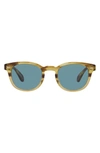 Oliver Peoples Sheldrake Phantos 49mm Round Sunglasses In Blue