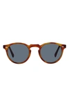 Oliver Peoples Gregory Peck Round Sunglasses, 50mm In Havana/blue