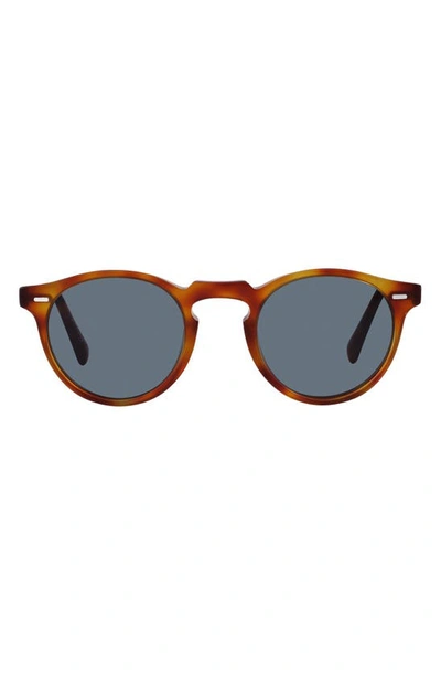 Oliver Peoples Gregory Peck Round Sunglasses, 50mm In Havana/blue