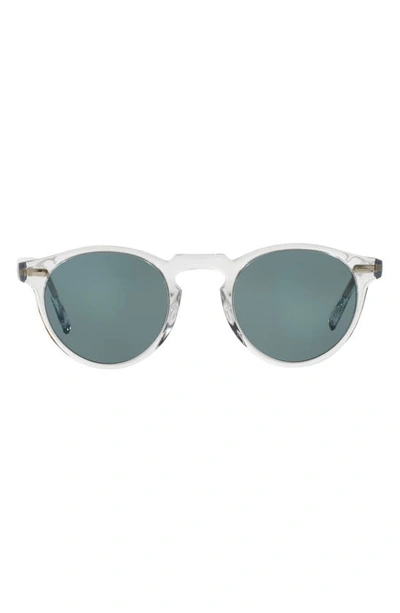 Oliver Peoples Gregory Peck Phantos 50mm Round Sunglasses In Crystal/ Crystal Indigo