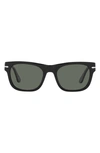Persol 52mm Polarized Rectangle Sunglasses In Black/ Light Blue