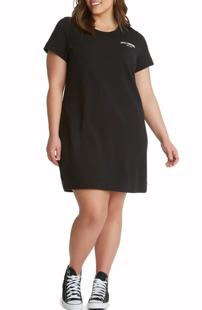 Juicy Couture Logo Short-sleeve Fleece Dress In Black