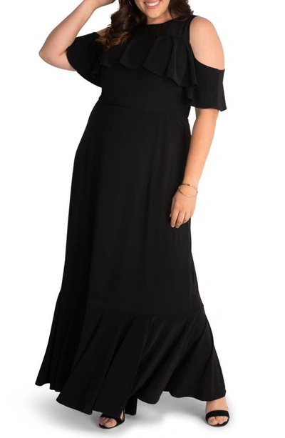 Kiyonna Long Formal A-line Dress In Black