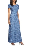 Alex Evenings Embellished Lace A-line Evening Gown In Brush Periwinkle