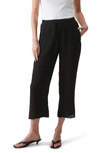 Michael Stars Ashton Pull-on Tapered Cropped Pants In Black