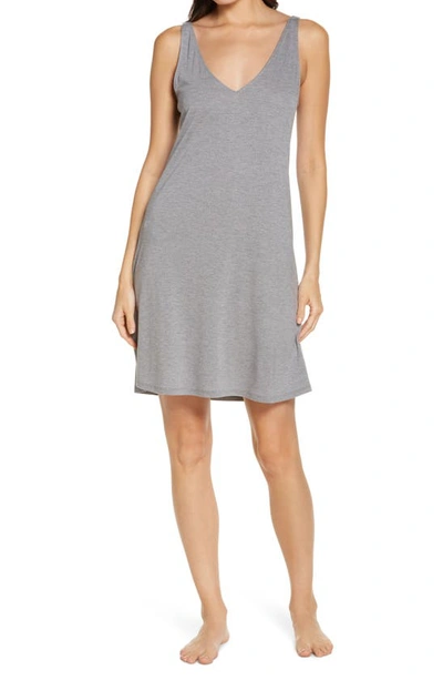 Natori Shangri-la Tencel™ V-neck Chemise In Heather Grey