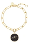 BROOK & YORK CALLIE INITIAL ENAMEL PENDANT BRACELET,BYB1106G-BLK