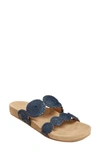 Jack Rogers Comfort Lauren Womens Leather Slide Sandals In Midnight Navy