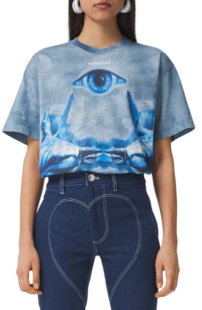 Burberry Blue Tie-dye Oversized Shark T-shirt In Ink Blue