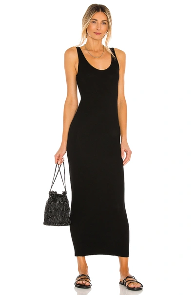 Enza Costa Silk Rib Ankle Length Tank Dress In Black