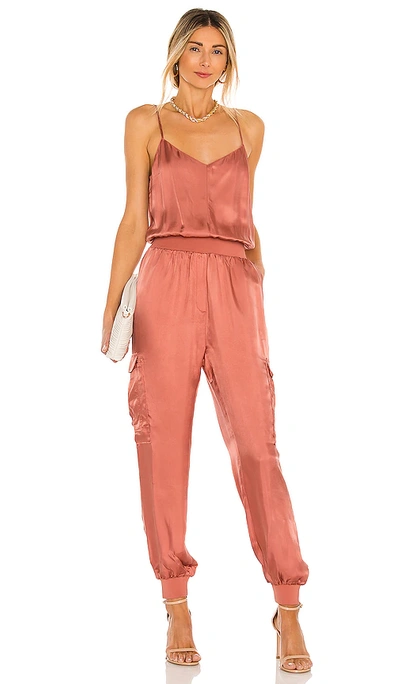 Cinq À Sept Amia Twill V-neck Jumpsuit In Dark Salmon