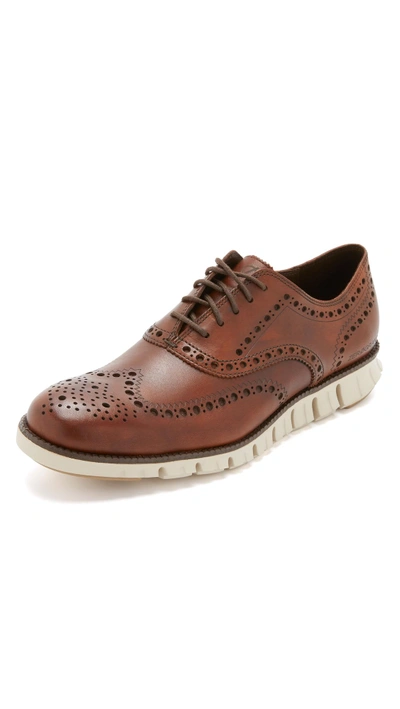 Cole Haan Zerogrand Wingtip Oxford Shoes In British Tan