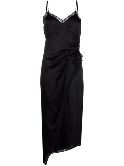 Alexander Wang Draped Silk Charmeuse Cami Midi Dress In Black