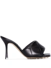Bottega Veneta Black The Rubber Lido 90 Leather Sandals In Brown