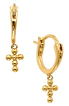 AJOA LALA BEADED CROSS HUGGIE HOOP EARRINGS,664293508423