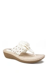 Cliffs By White Mountain Cynthia Thong Comfort Sandal In White/smooth